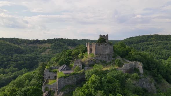 Aerial view of Cabrad Castle near the village of Cabradsky Vrbovok, Slovakia