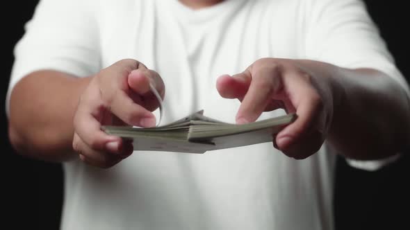 Man Shuffling Cards. Slow Motion