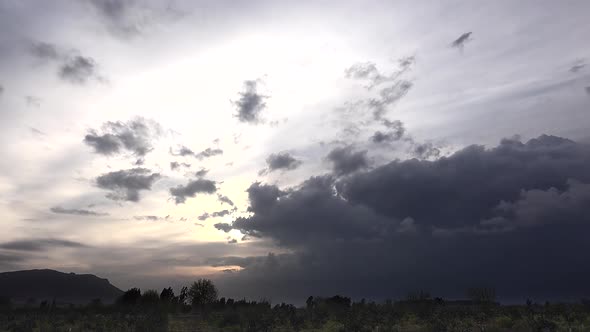 Variable and Mixed Meteorological Cloud Movements in the Sky at Afternoon alt