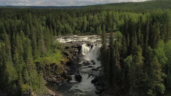 Ristafallet Waterfall in the Western Part of Jamtland