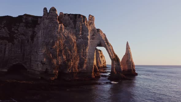 Natural Rocks on the Banks of the English Channel Forming Natural Arch Etretat