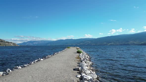 Fly over path towards and over Okanagan Lake, Penticton