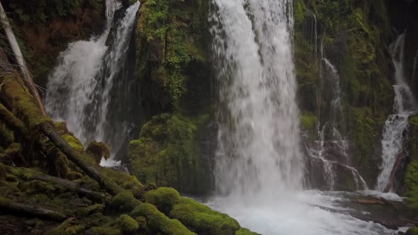 Aerial Shot Of A Waterfall In Oregon