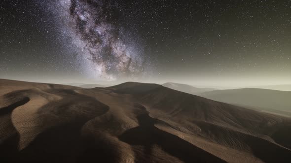 Amazing Milky Way Over the Dunes Erg Chebbi in the Sahara Desert alt