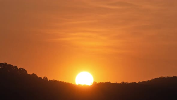 Beautiful Clear Big Sun at Sunrise or Sunset.