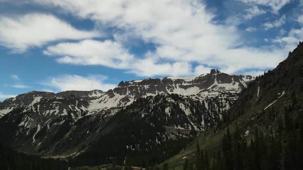 Drone footage of snow capped Rocky Mountains