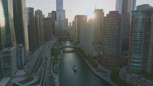 Modern Business Area with Glass Buildings