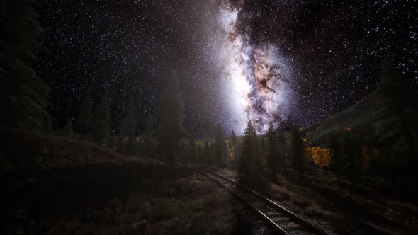 The Milky Way Above the Railway and Forest