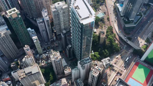 Aerial view Hong Kong business district