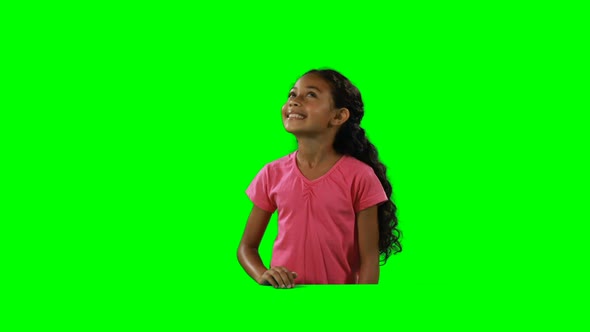 Smiling girl touching digital screen 4k