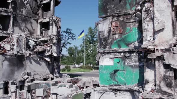 Multistorey Building Bombed During the War in Ukraine