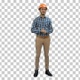 Happy young engineer wearing helmet talking, Alpha Channel - VideoHive Item for Sale