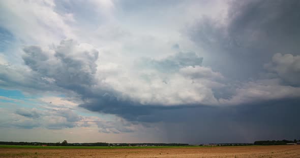 Storm Clouds Over Field Rain Over Fields Extreme Weather Dangerous Storm