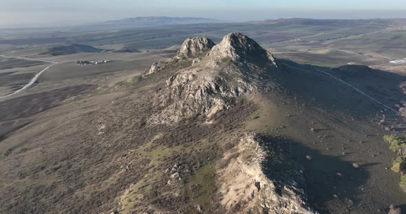 Aerial view of Mount Saint Elias in Kakheti, Georgia