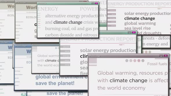 Pop up windows with Climate Change global warming seamless looped
