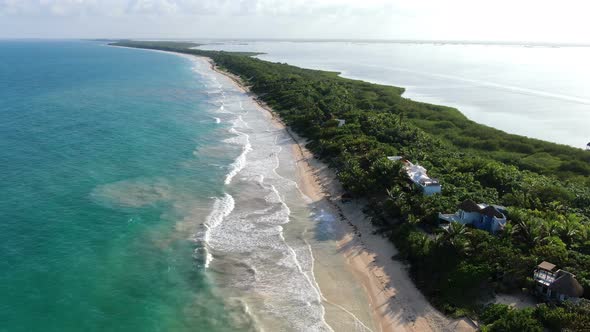 Tulum Beach Rivera Maya Aerial drone