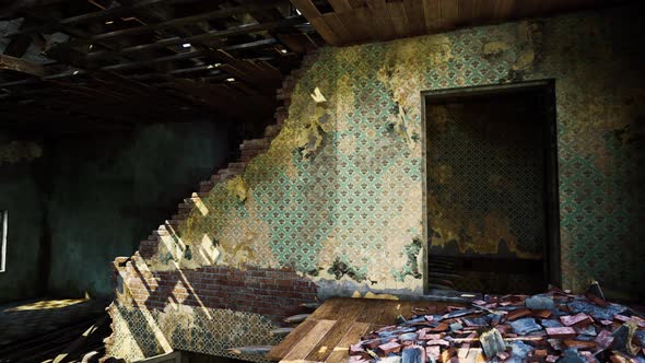 Abandoned Ruined Building After War alt