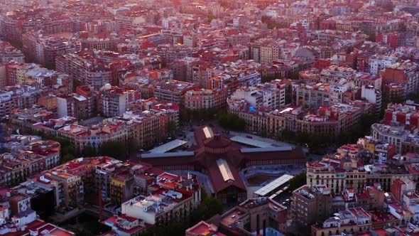 Barcelona Aerial view Mercat de Sant Antoni, Spain