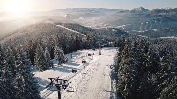 Sun Ski Resort at Snow Mountain Forest Aerial