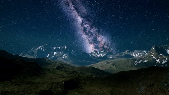 Milky Way Over the Mountain Peaks