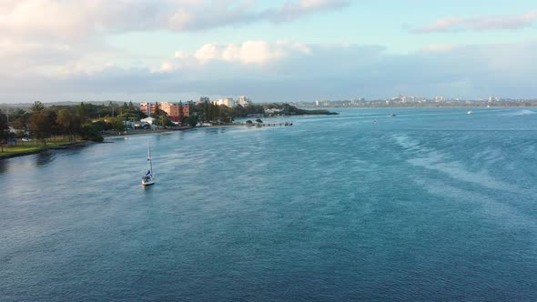 Aerial view of Pumicestone Passage, Queensland, Australia.