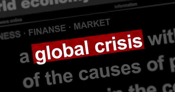 Headline news titles media with global crisis economy crash