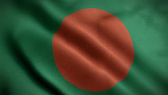 Bangladesh Flag Closeup Blowing In Wind