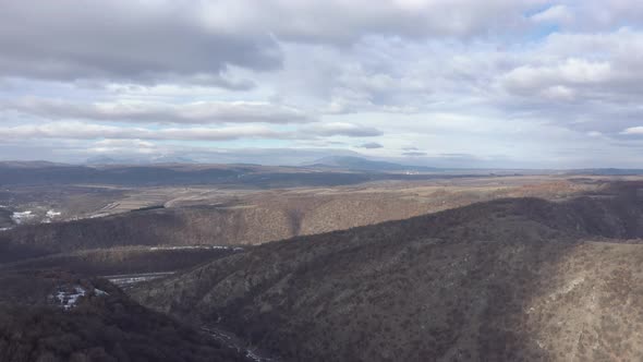 Mountain ranges and dramatic sky on Balkans 4K aerial video