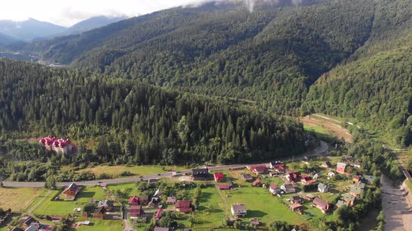 Beautiful Village in the Mountains From a Height