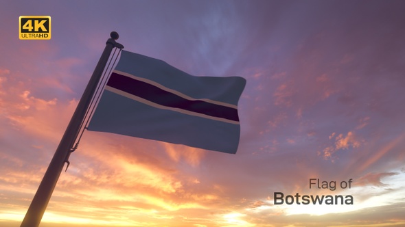 Botswana Flag on a Flagpole V3 - 4K