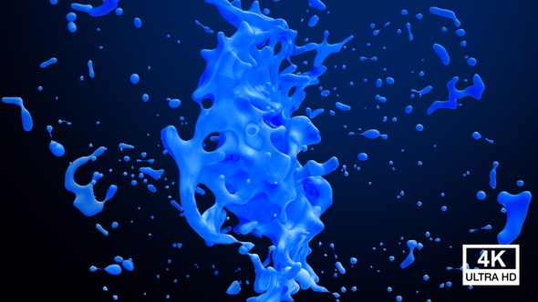 Blue Paint Ball Splash Collision 4K