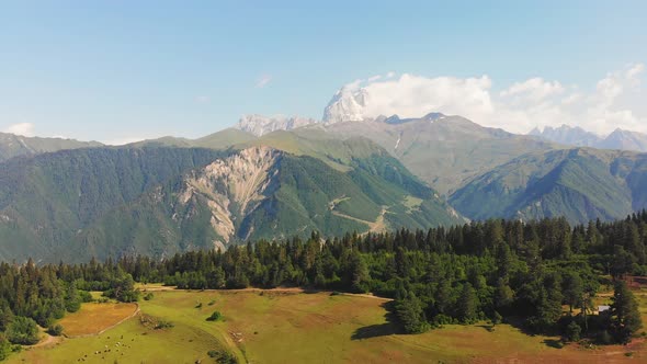 Aerial View Of Beautiful Caucasus Mountains Nature In Georgia