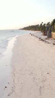 Tanzania  Vertical Video Empty Beach on Zanzibar Island Slow Motion