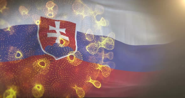 Slovakia Flag With Corona Virus Bacteria 4K