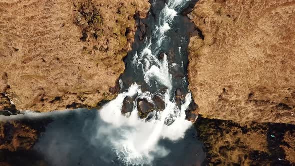 Aero View Seljalandsfoss Waterfall Iceland  Autumn