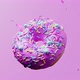 donut rotating close-up above a pink background with levitating sprinkles - VideoHive Item for Sale
