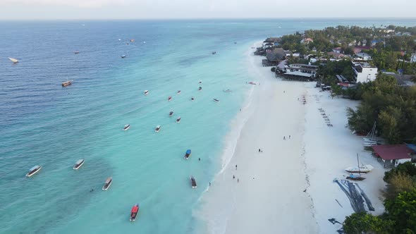 Boats in the Ocean Near the Coast of Zanzibar Tanzania