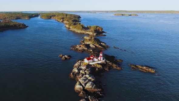 Aerial camera moving to the Head Harbour Lightstation, New Brunswick, Canada