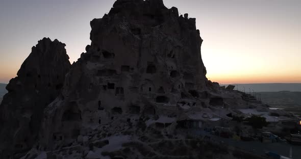 Aerial Cinematic Drone View of Colorful Hot Air Balloon Flying Over Cappadocia