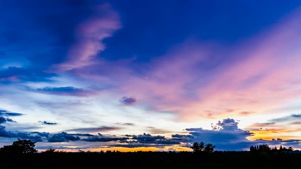 Time lapse landscape sunset sunrise and twilight cloudy sky on morning and evening