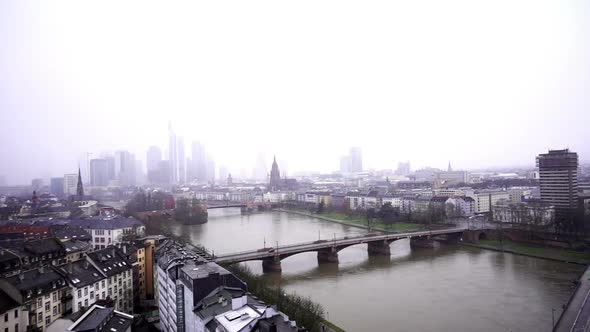 Frankfurt Germany Maine River And Business Towers In Snowy Day 2