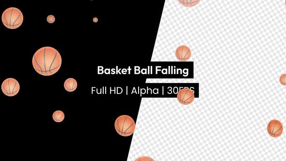 Real Basket Ball Falling with Alpha