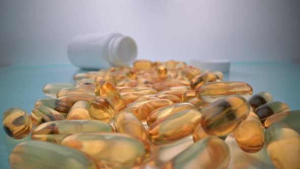 Extreme Macro in Motion Yellow Omega Capsules for Replenishing Fats and Vitamins in Nutrition and