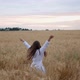 Pretty Child in the Wheat Field Happy Young Girl Play in the Field at Sunset Happy Kid Playing in - VideoHive Item for Sale
