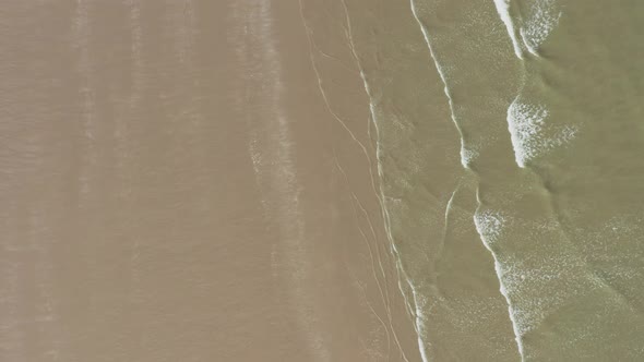 Aerial top-down drone view over Irish beach