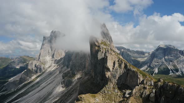 Seceda and Furchetta Summit Peaks in Trentino Alto Adige Dolomites Alps South Tyrol Italy Europe