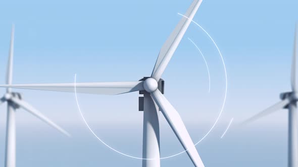 Natural Sources. Modern Wind Turbines. Blades turning around a Rotor. Wind power