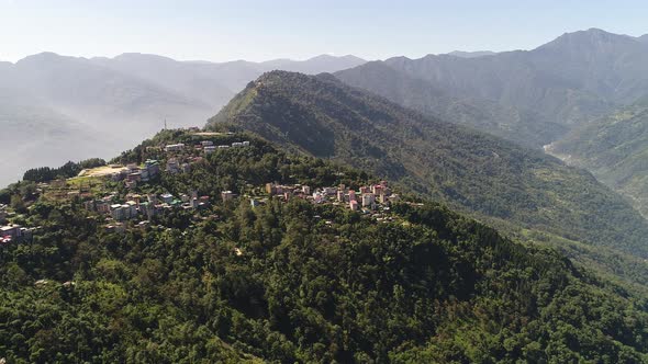 Pelling in India in Sikkim from the sky