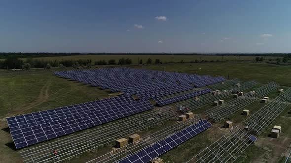 Aerial Footage of a Modern Solar Power Station Eco Friendly Technology