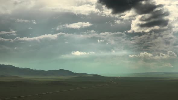 Highway Road and Cars in Mongolia Geography